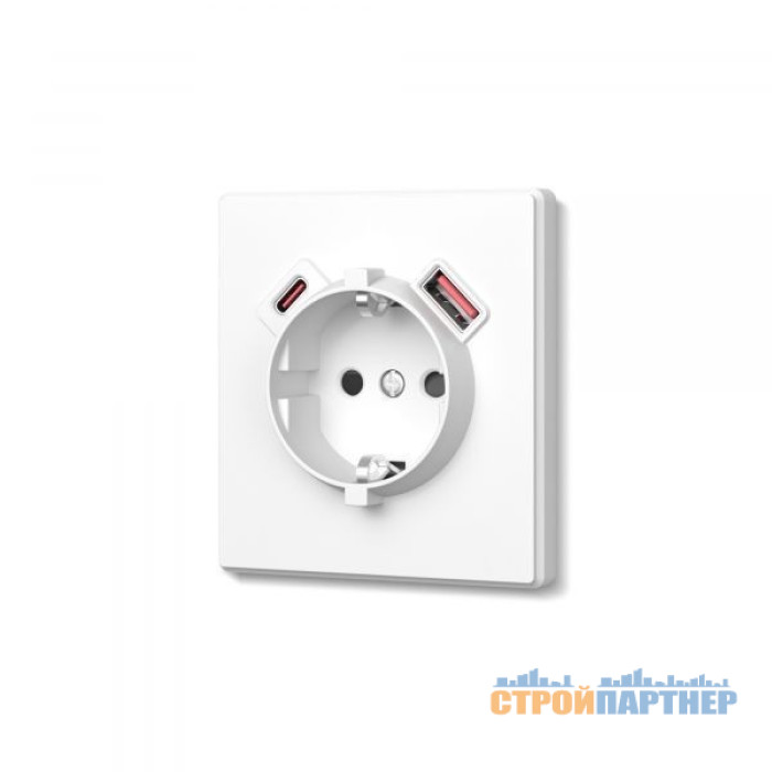Розетка одинарна із заземленням USB-A+C 20 W Videx Nota (білий мат) у Хмельницькому