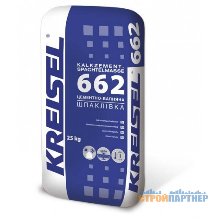 Цементно-вапняна шпаклівка для зовнішніх робіт Kreisel 662 (25 кг) у Хмельницькому