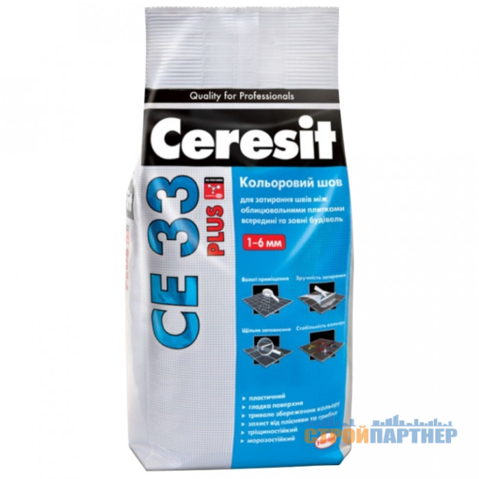 Затирка для плитки Ceresit CE 33 Plus 115 сірий цемент (шов до 6 мм) 2 кг у Хмельницькому