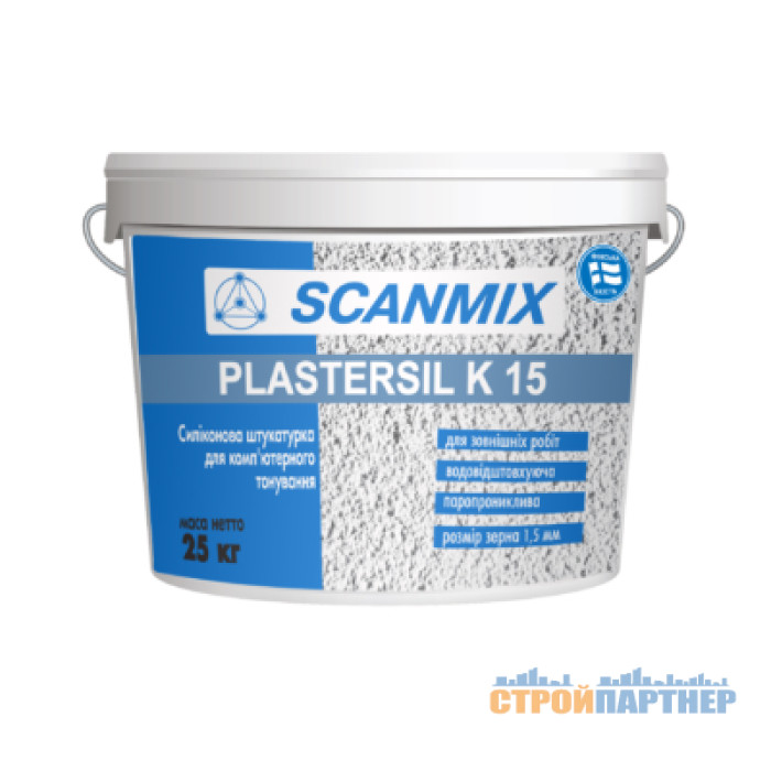 Штукатурка силиконовая Scanmix Plastersil K 15 (25 кг) у Хмельницькому