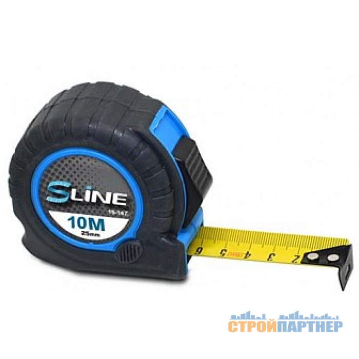 Рулетка S-Line 10 м (25 мм) в прогумований корпус з фіксатором у Хмельницькому